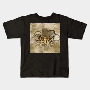 Skull with floral elements, doodle Kids T-Shirt